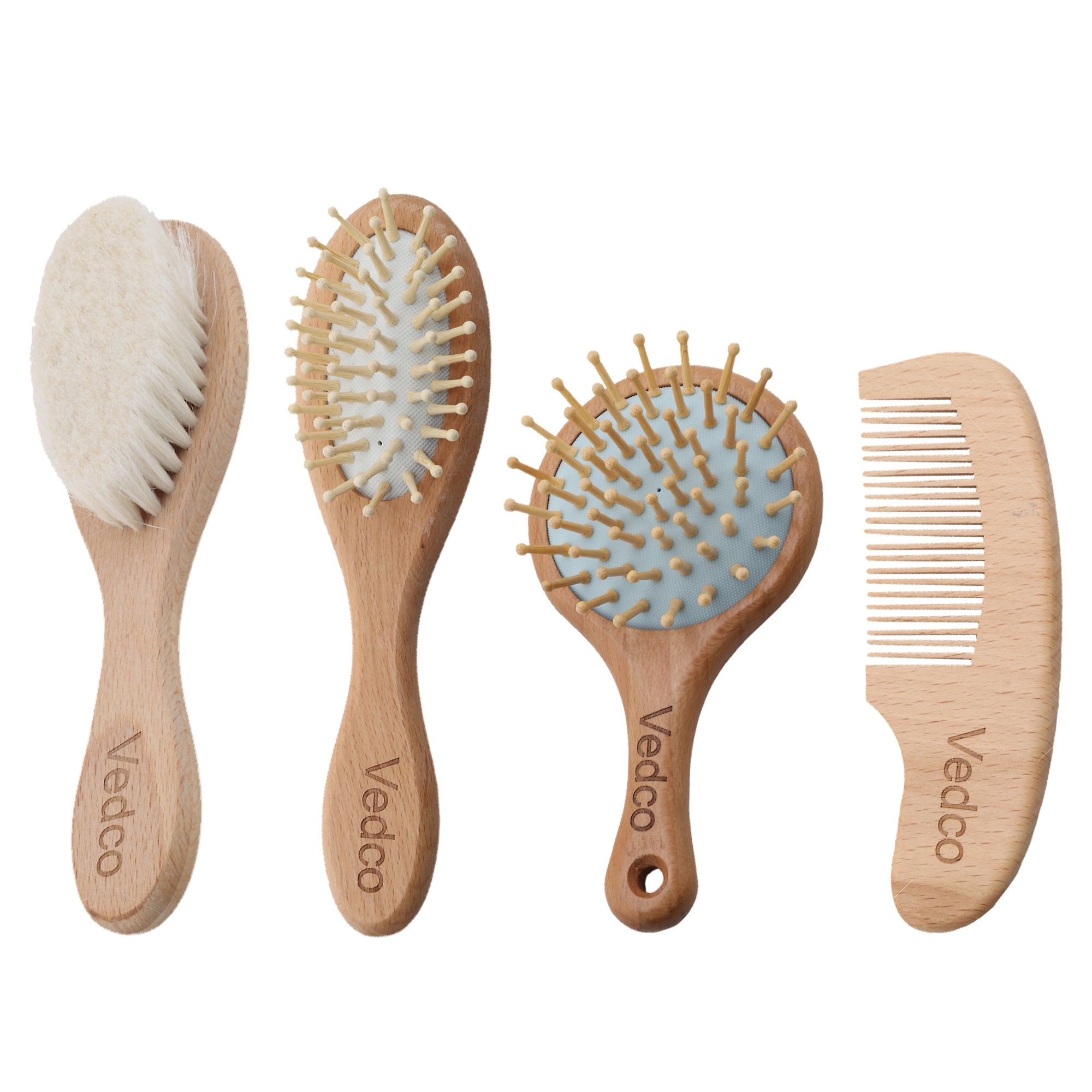 Vedco Ultra-Luxury 4-Piece Organic Wooden Baby Brush and Comb