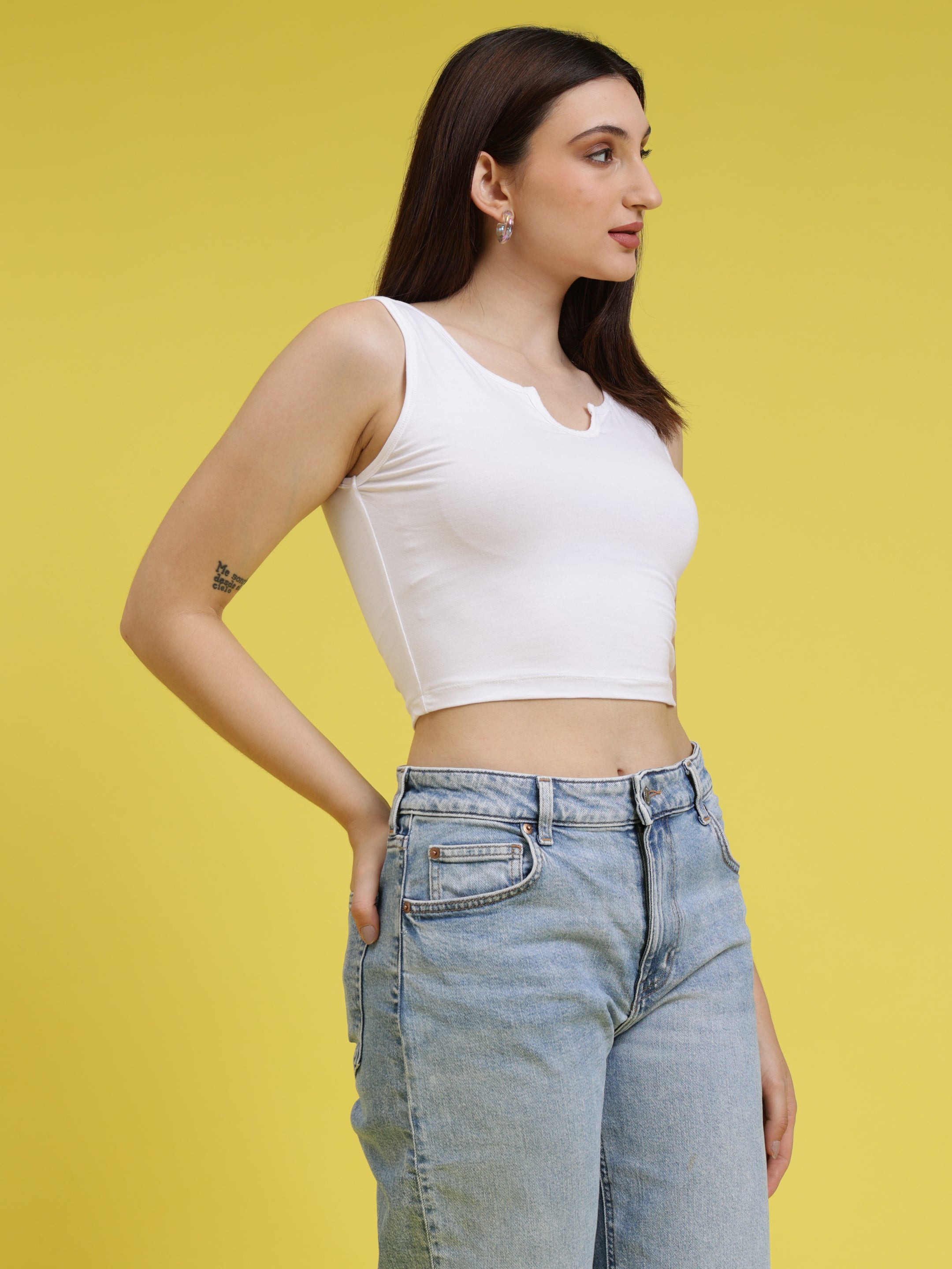 Sleeveless Keyhole Neck Crop Top