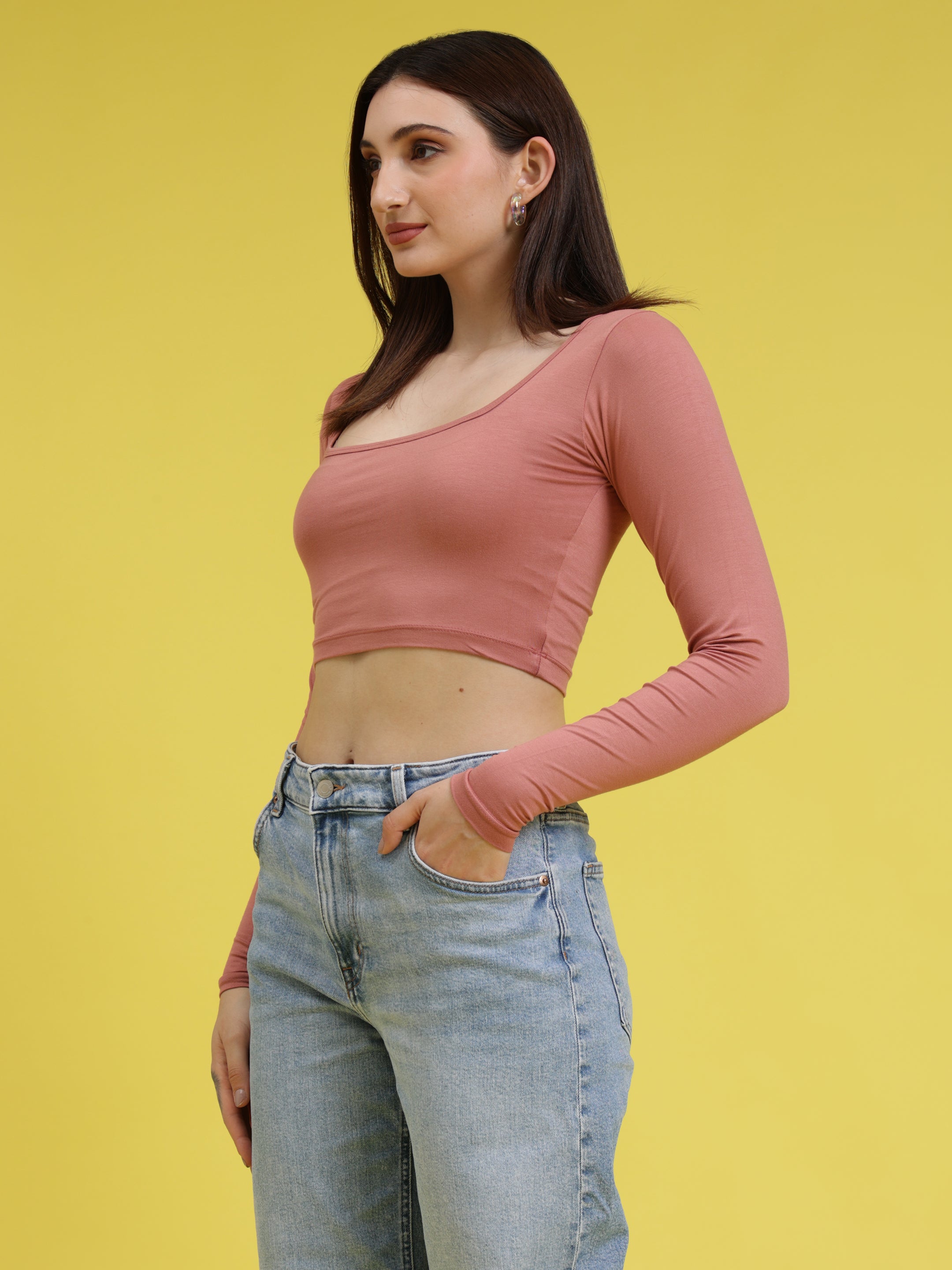 Extended Sleeve Square Neck Top