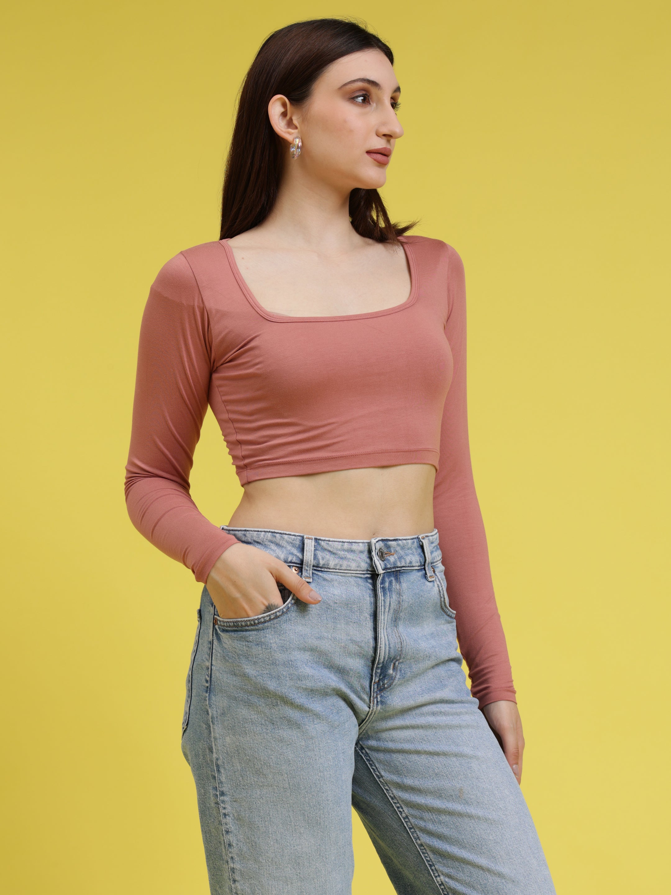 Extended Sleeve Square Neck Top