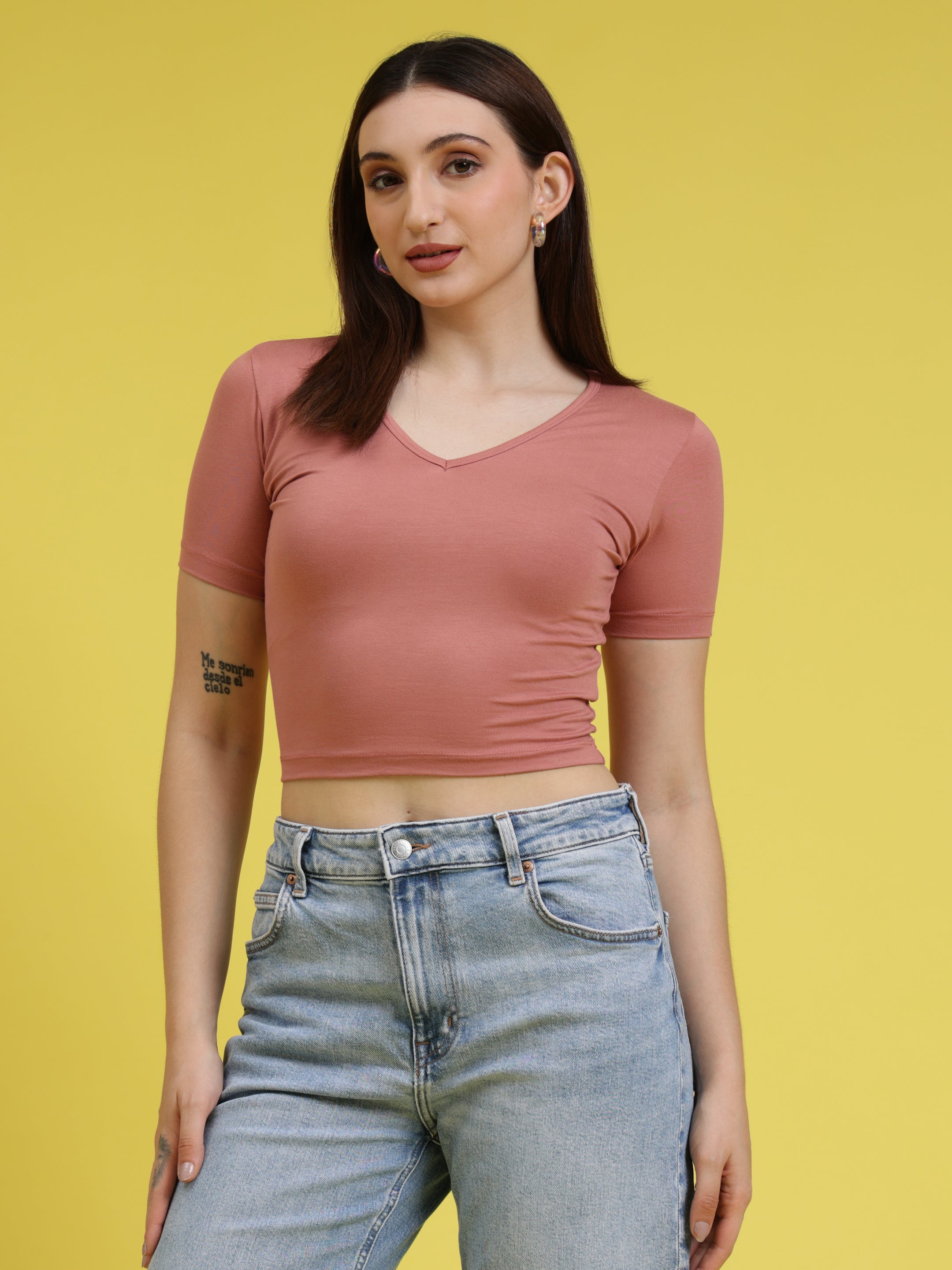 Trendy V-Neck Crop Top