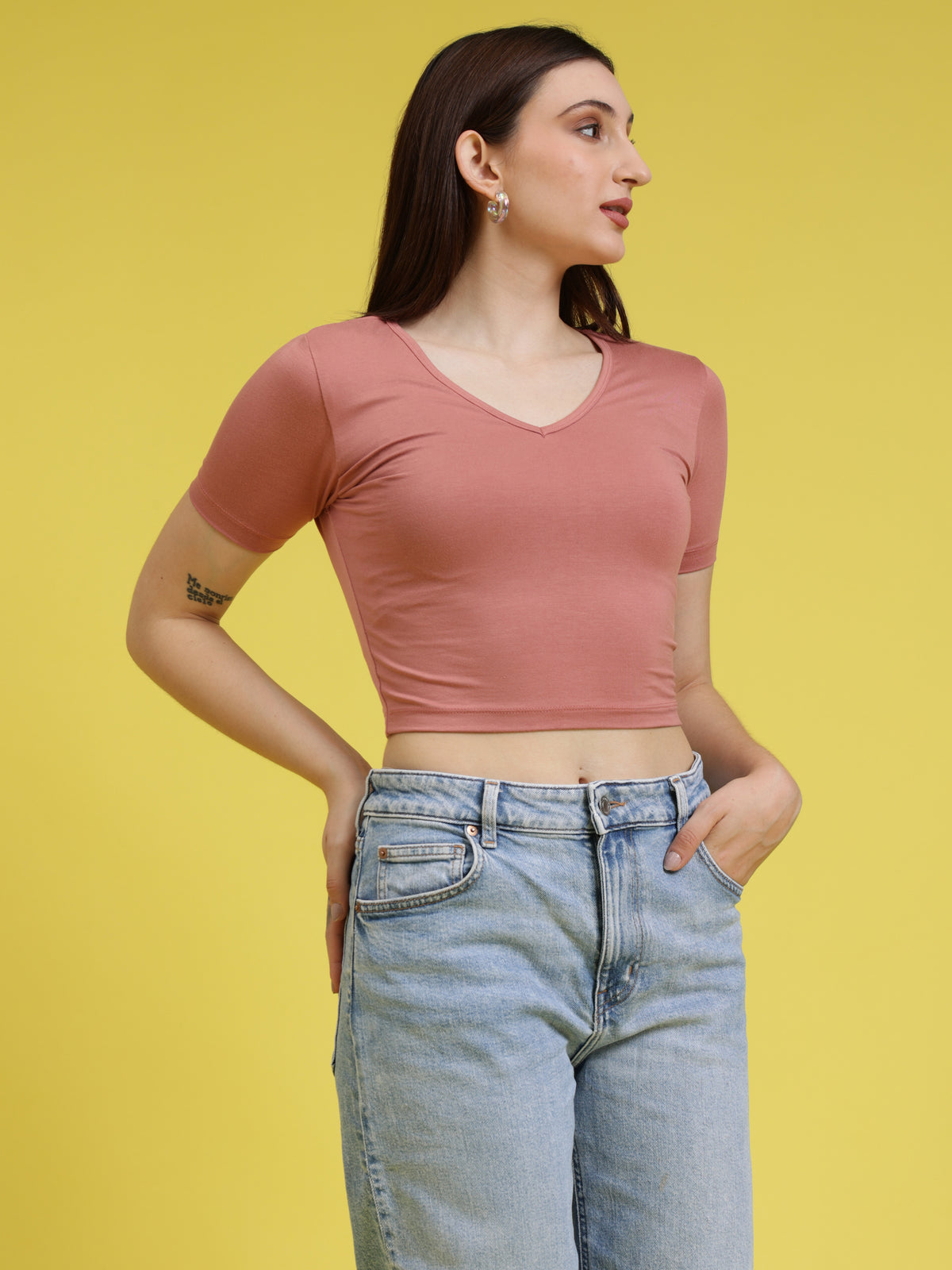 Trendy V-Neck Crop Top