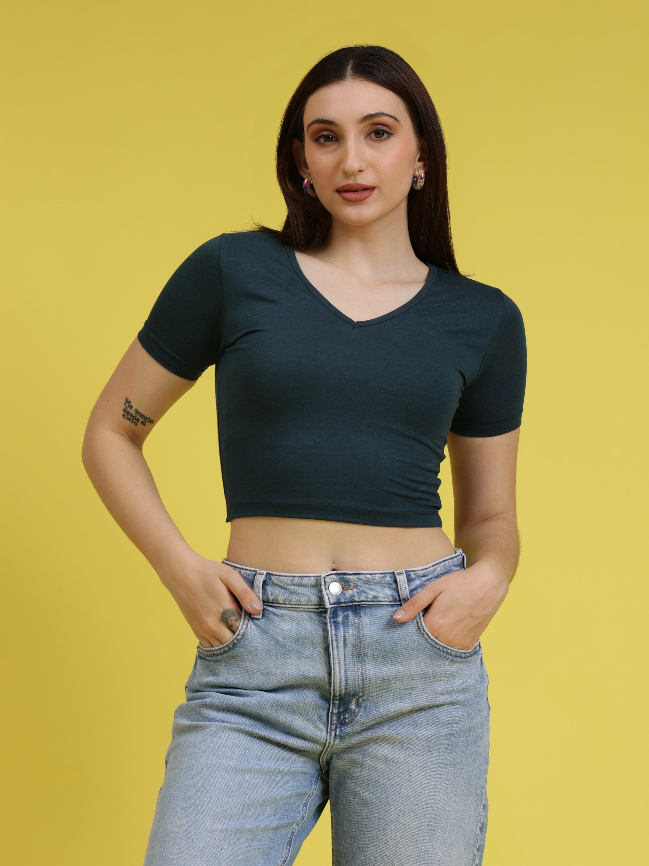 Trendy V-Neck Crop Top