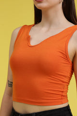 Sleeveless Keyhole Neck Crop Top