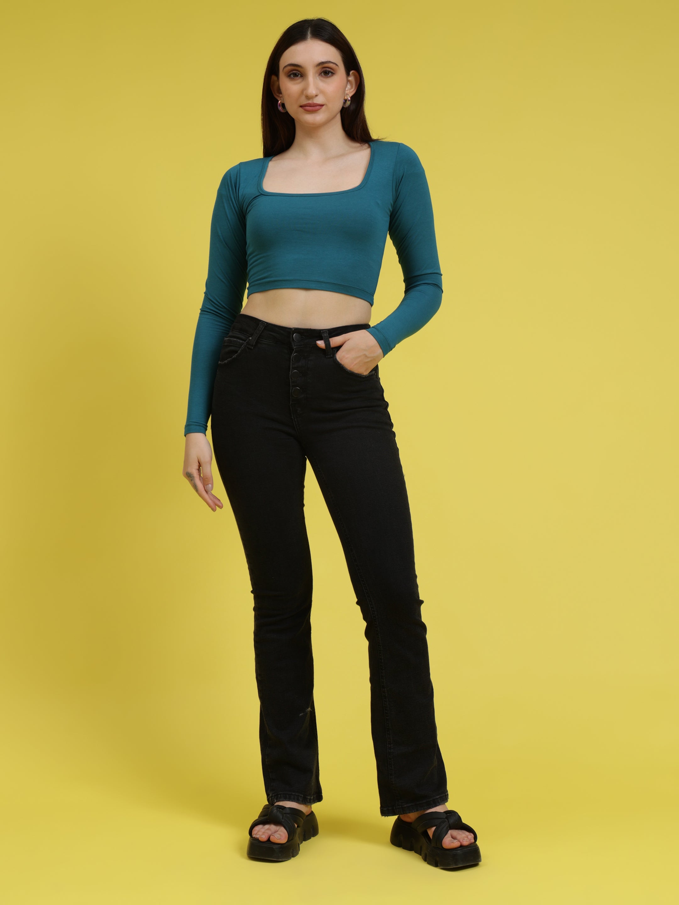 Extended Sleeve Square Neck Top