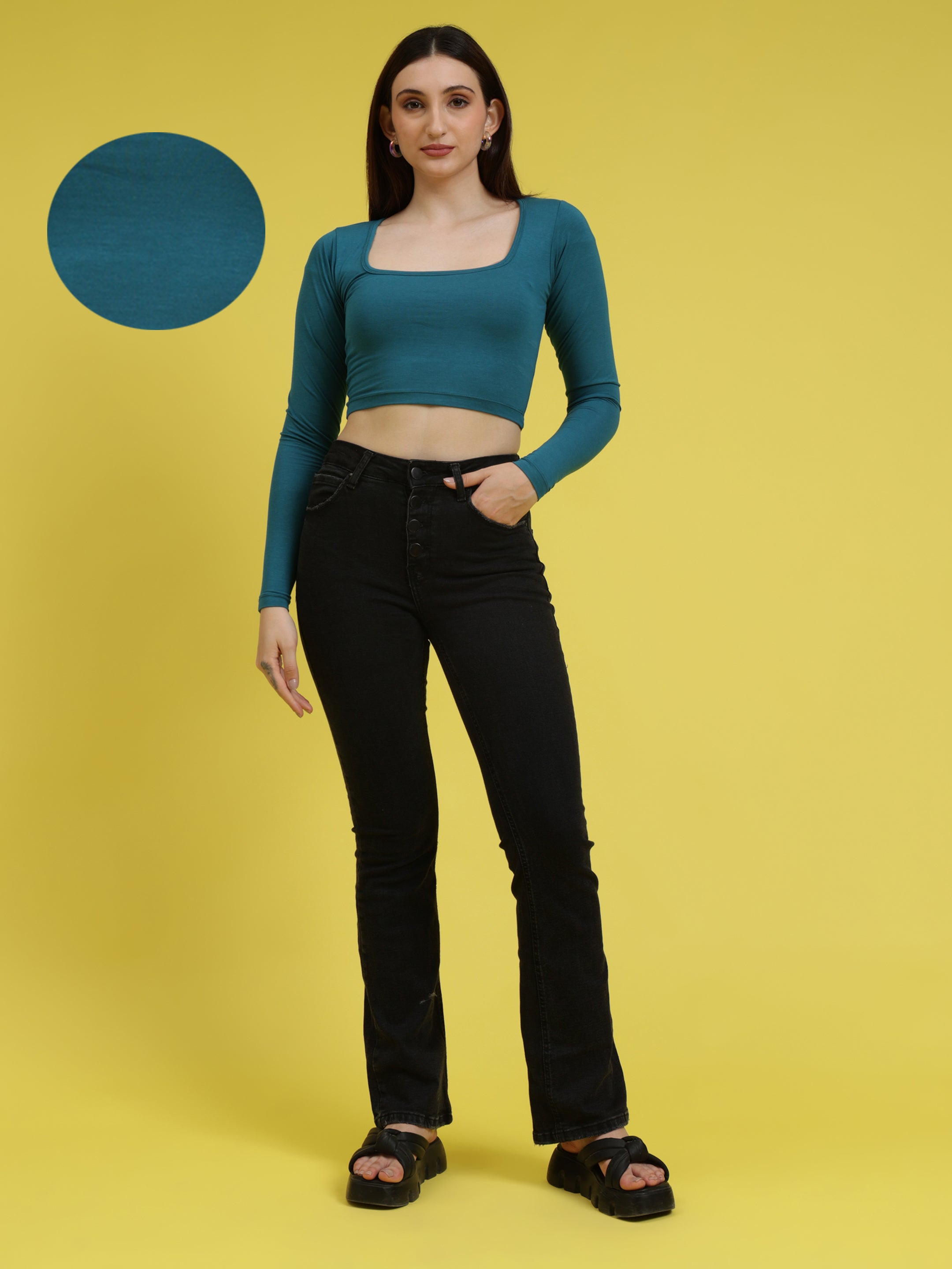 Extended Sleeve Square Neck Top