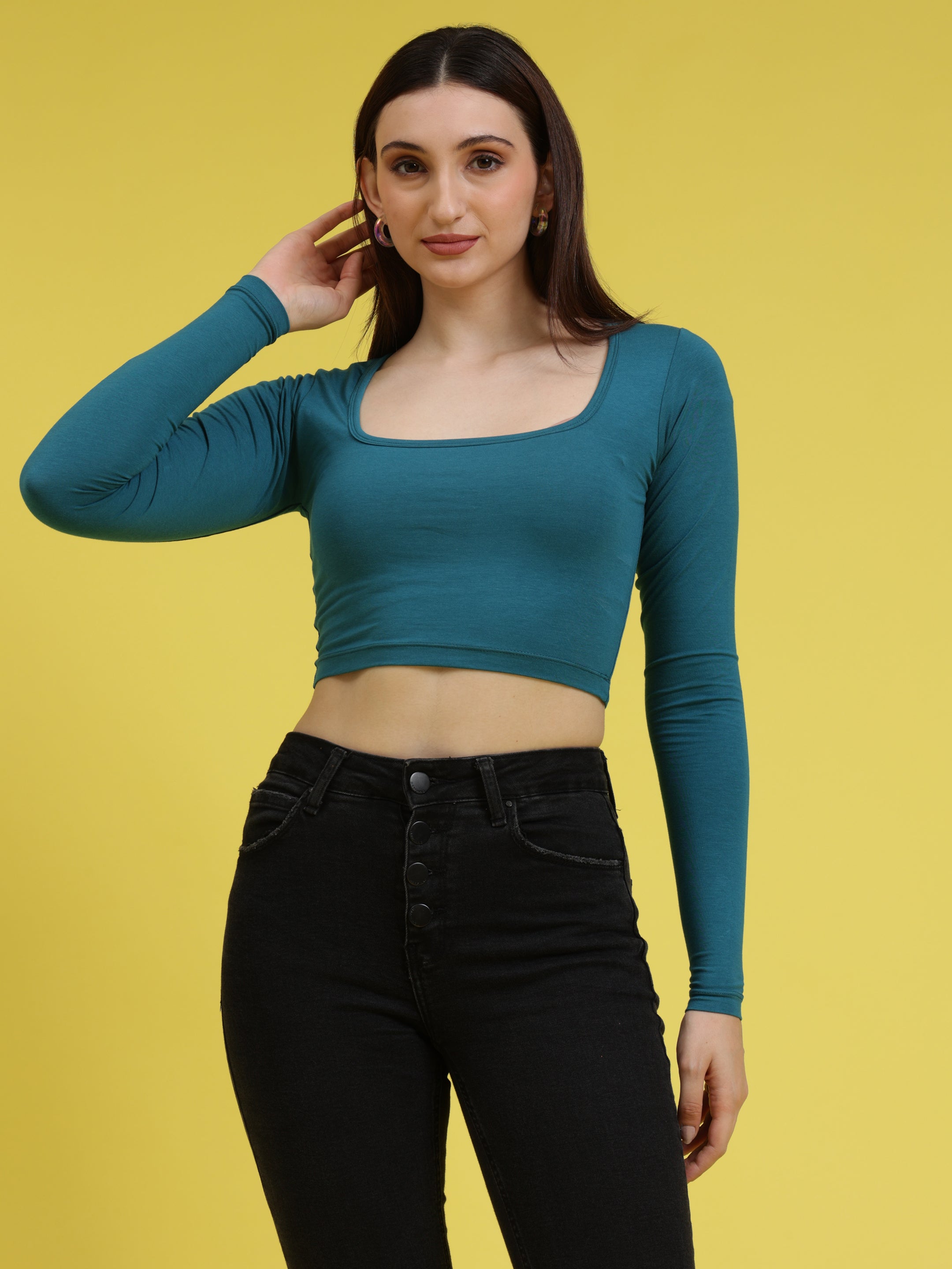 Extended Sleeve Square Neck Top