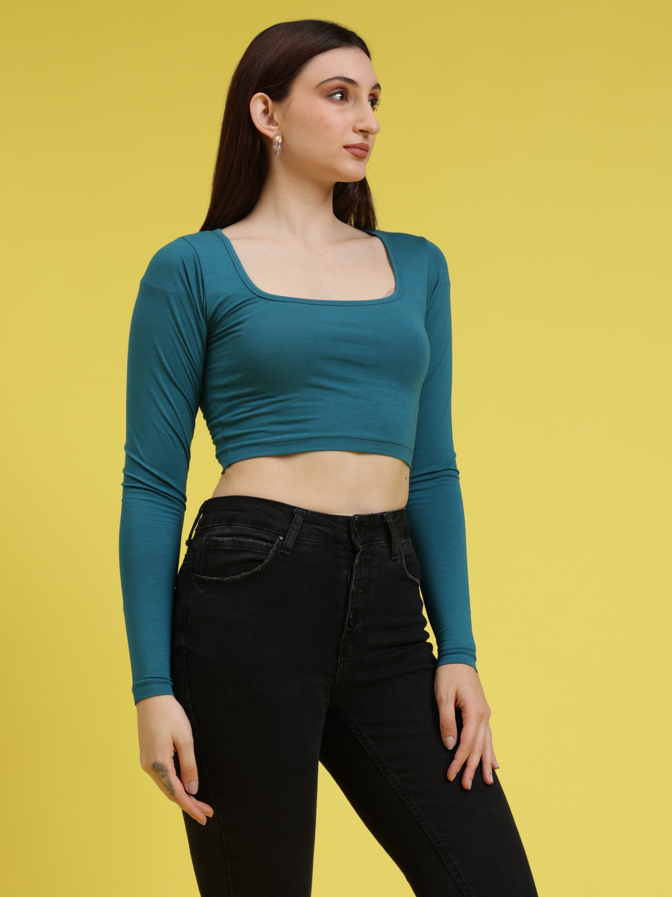 Extended Sleeve Square Neck Top