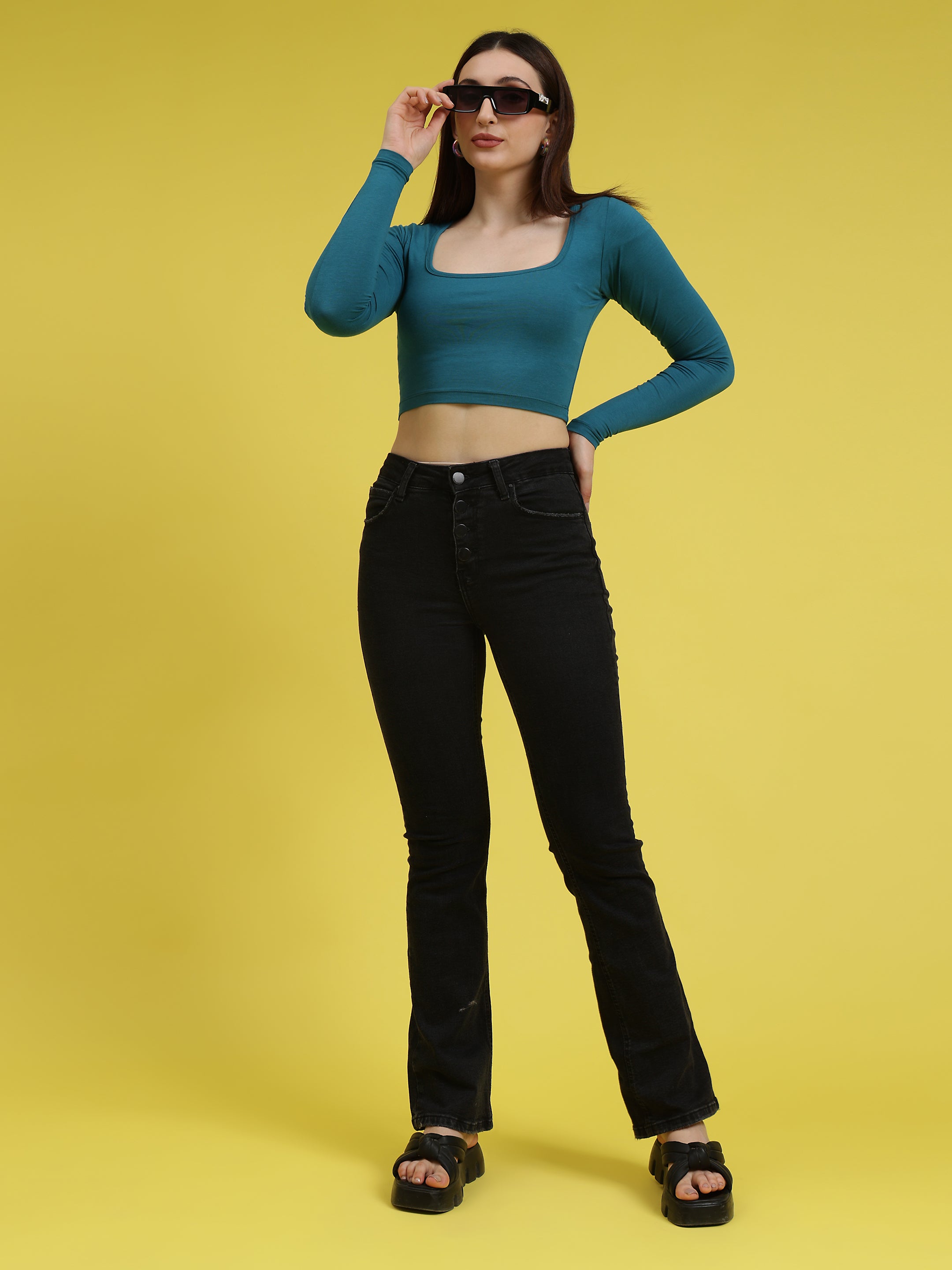 Extended Sleeve Square Neck Top