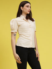 Solid Puff Sleeve Shirt