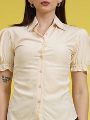 Solid Puff Sleeve Shirt