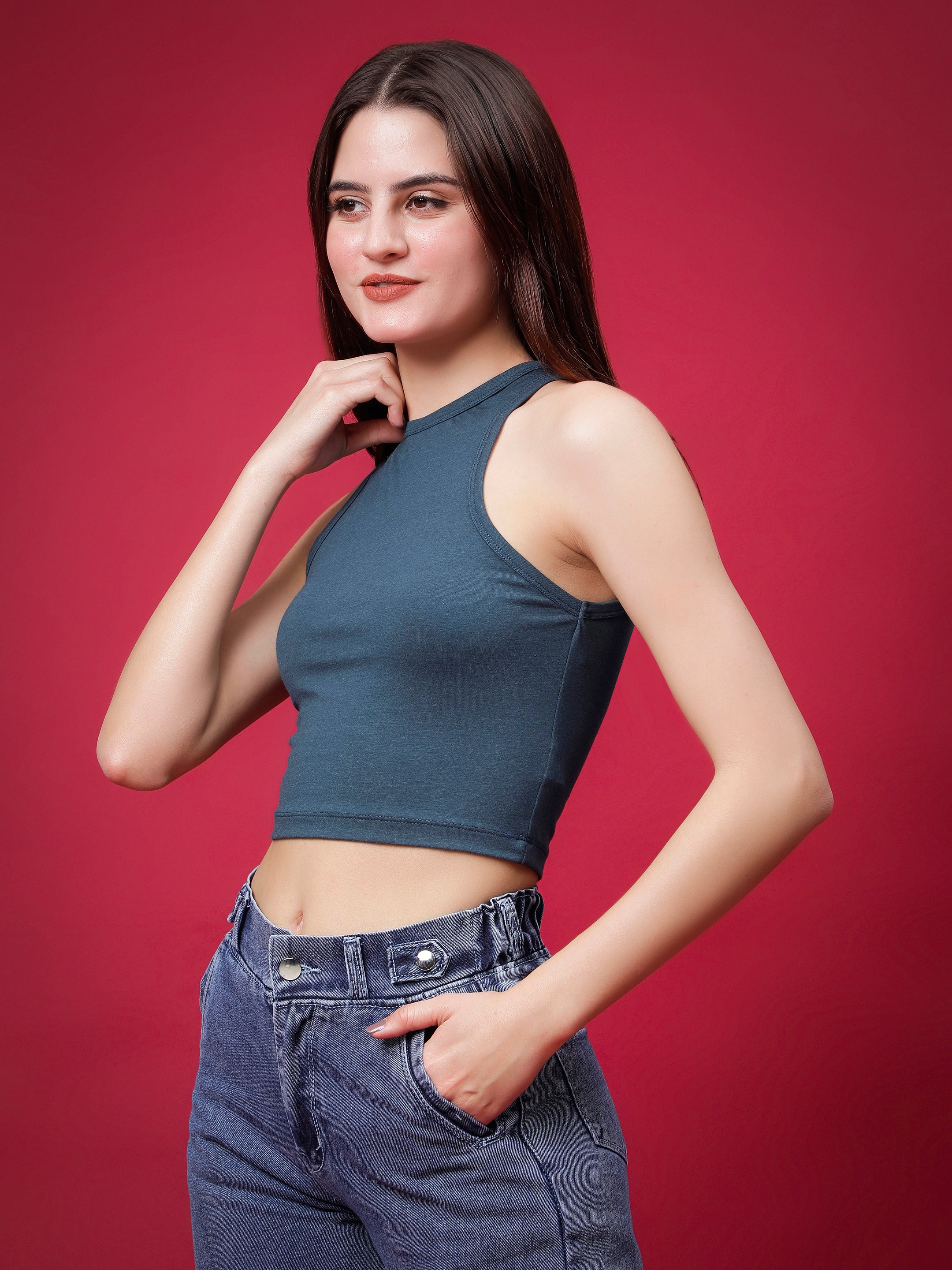 Aura Bamboo Racer Back Crop Top