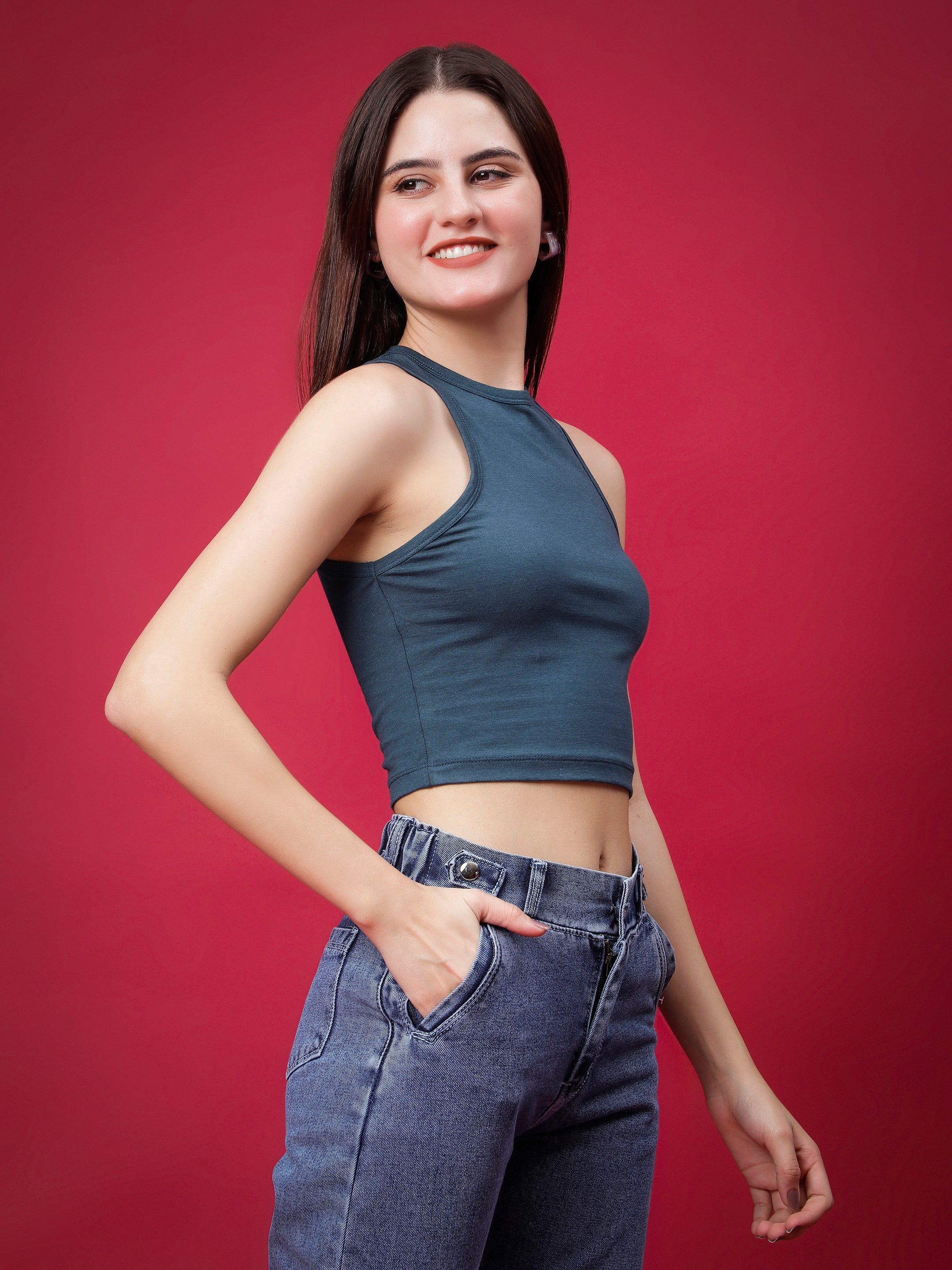 Aura Bamboo Racer Back Crop Top