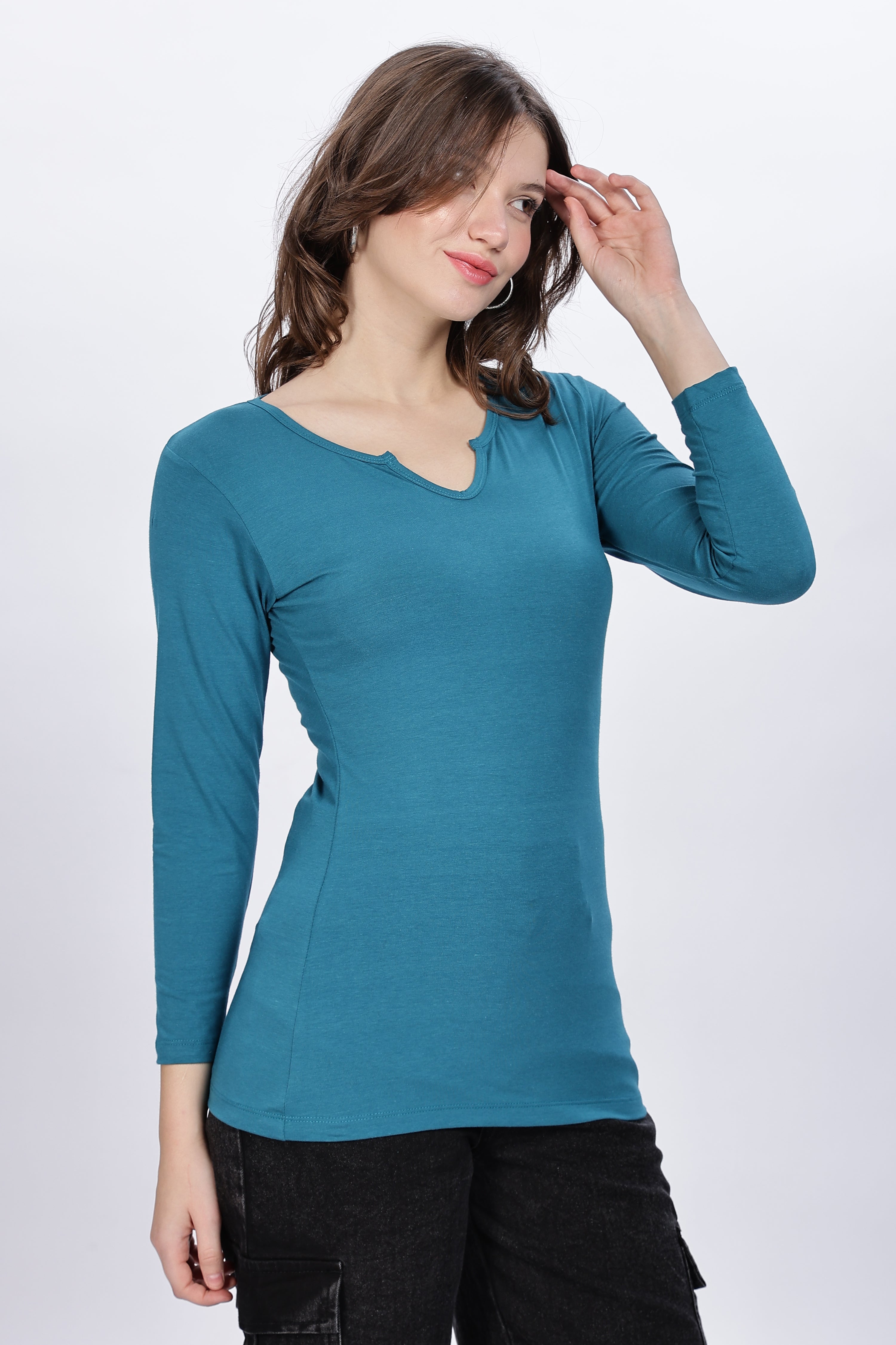 Full Sleeve Bamboo Teal Top