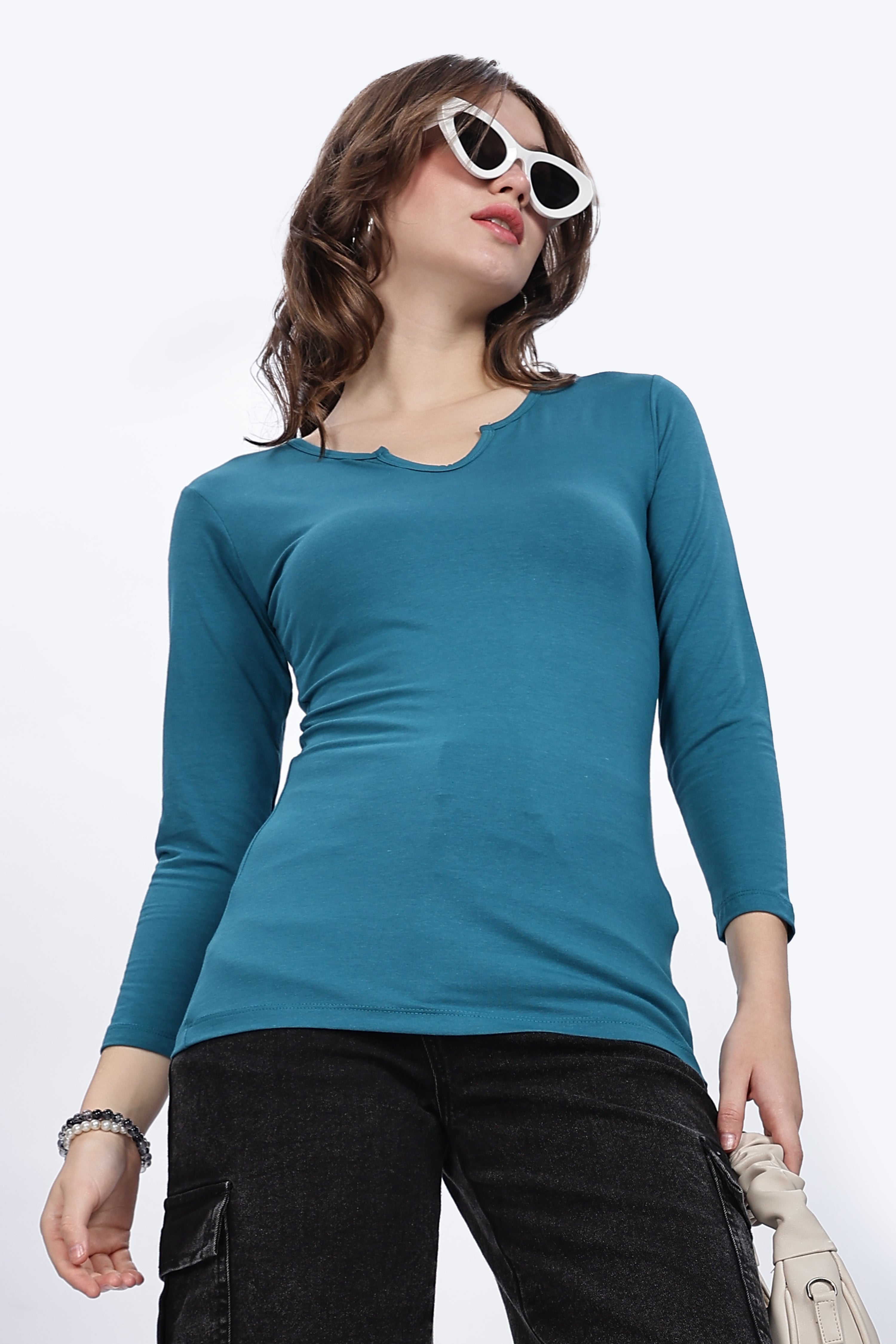 Full Sleeve Bamboo Teal Top