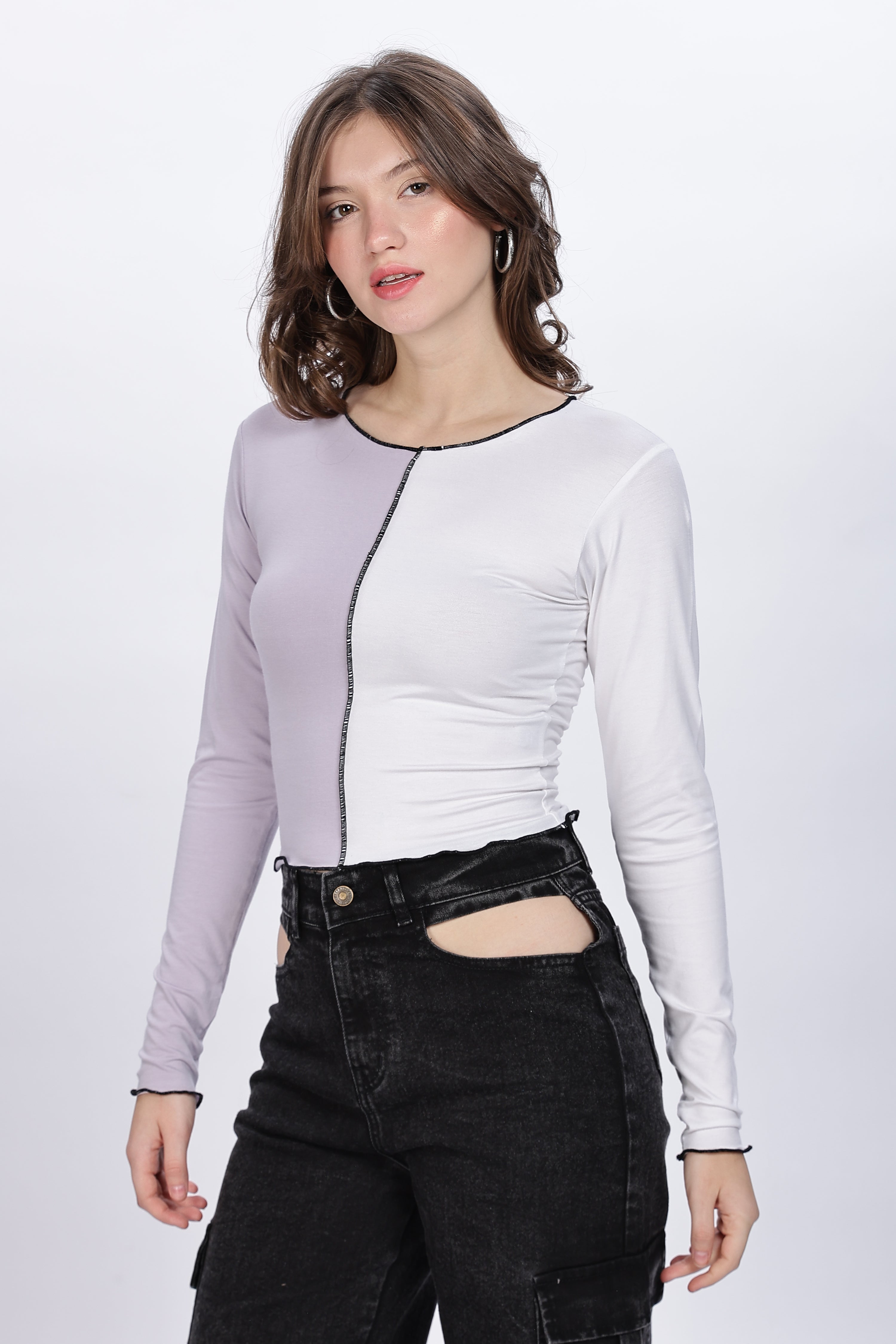 Twin Color Full Sleeve Bamboo Top