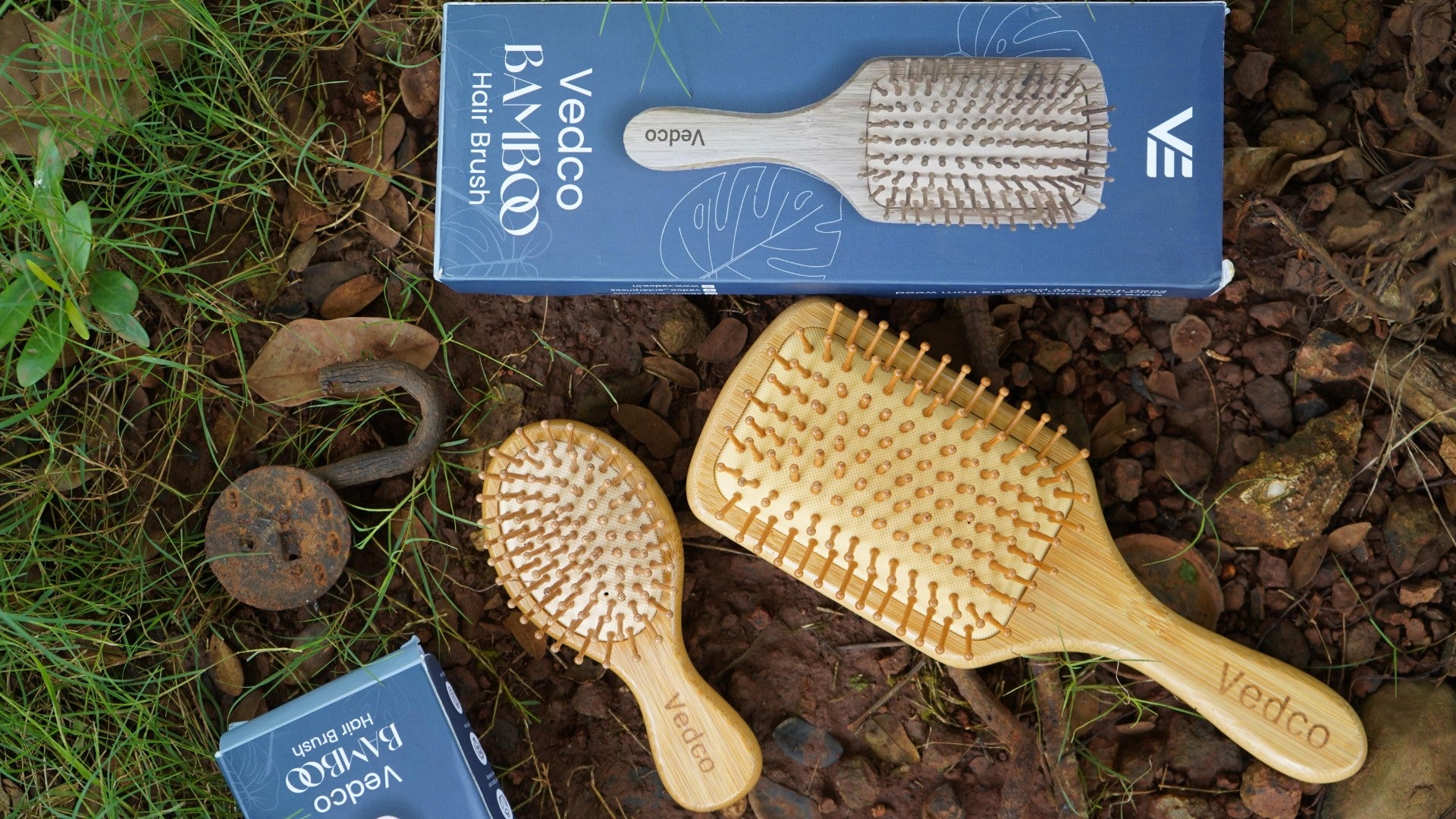 Vedco Wooden Hair Brush & Mini Brush Combo